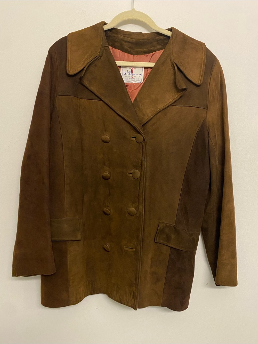 Vintage 60s 70s Wilsons Leather Jacket Women’s M Brown Suede Double-Breasted